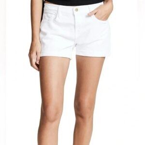 FRAME Denim White Le Cutoff Shorts Stretch Denim Jean Blanc Size 28 Rolled Hem